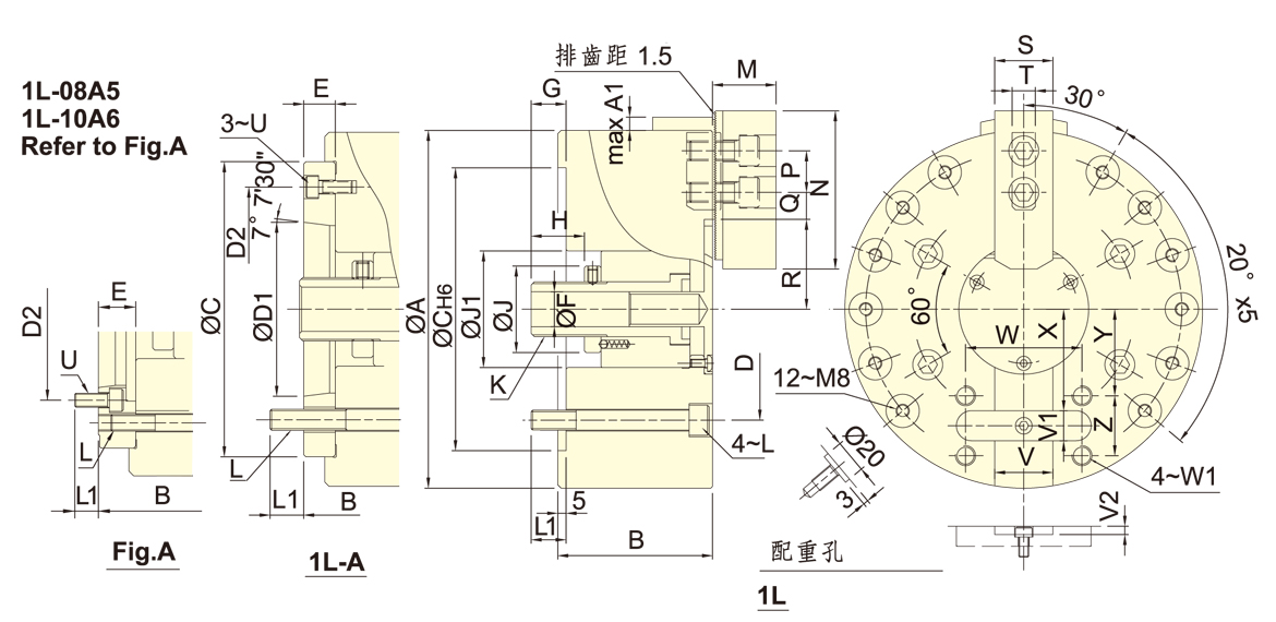 台湾佳贺autogrip单爪长行程卡盘1L