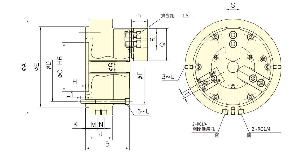 台湾佳贺autogrip转台专用气压卡盘RAP