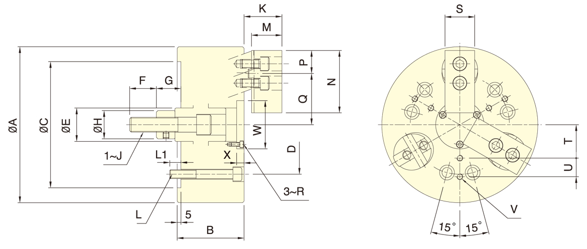 台湾佳贺autogrip三爪后拉卡盘3D