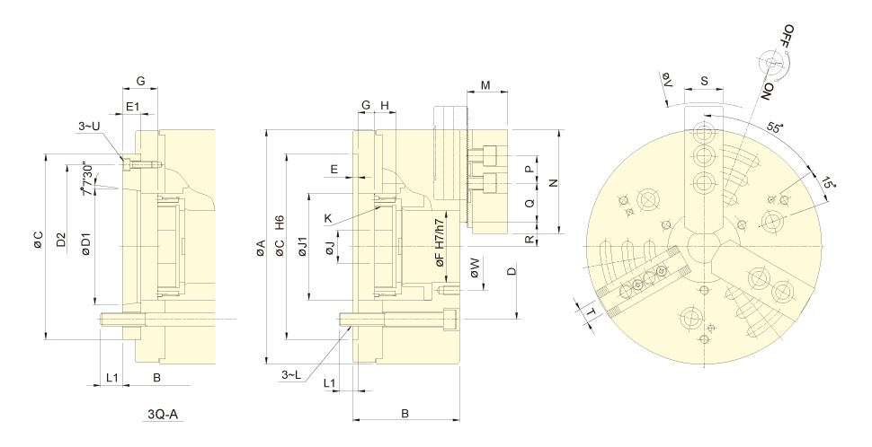 台湾佳贺autogrip三爪快拆式卡盘3Q