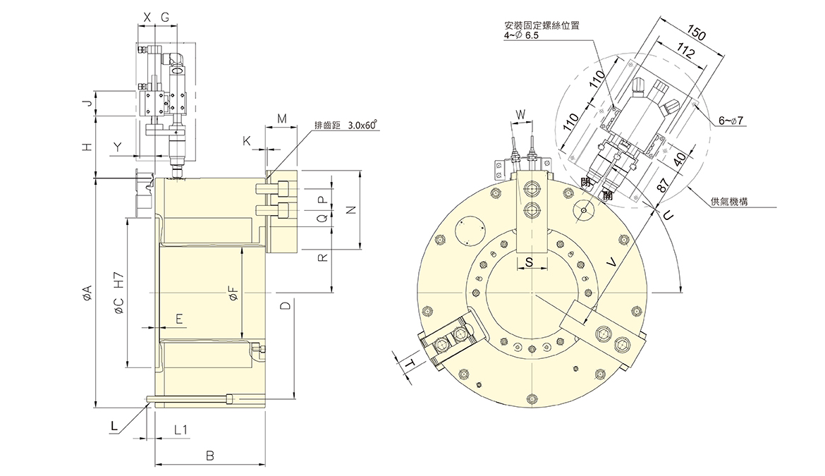台湾佳贺autogrip前置式气压卡盘APS