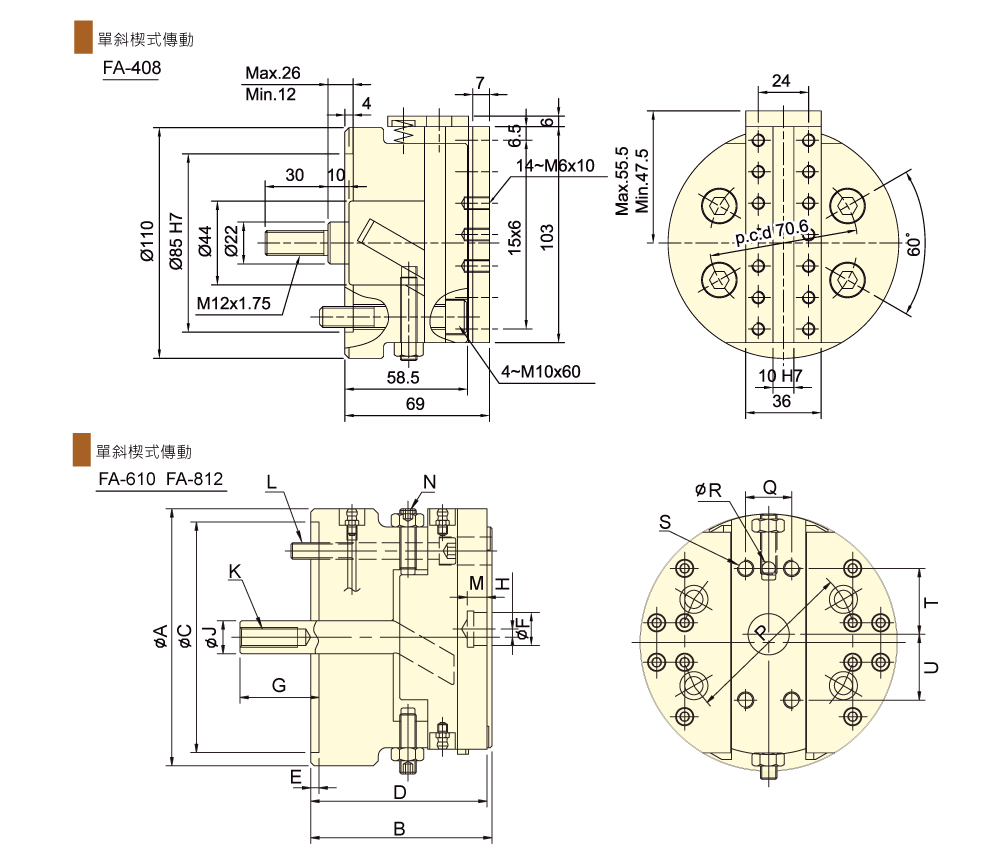 台湾佳贺autogrip展刀搪沟头(单斜楔式传动）FA