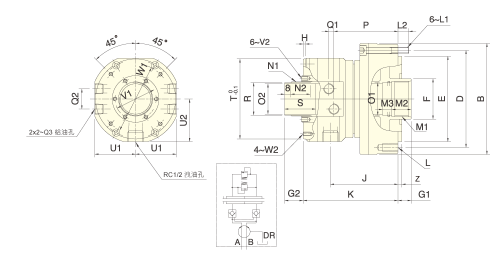 台湾佳贺autogrip超短型中空回转油压缸TR