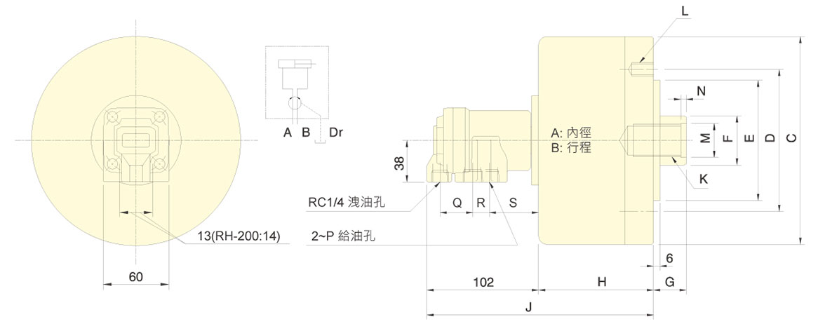 台湾佳贺autogrip中实回转气缸RH