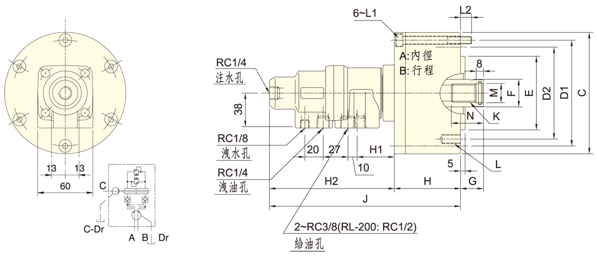 台湾佳贺autogrip附逆止阀回转油压缸RL