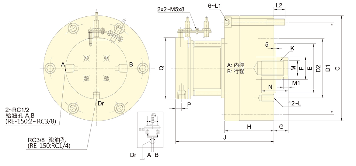 台湾佳贺autogrip附逆止阀行程控制回转油压缸RE