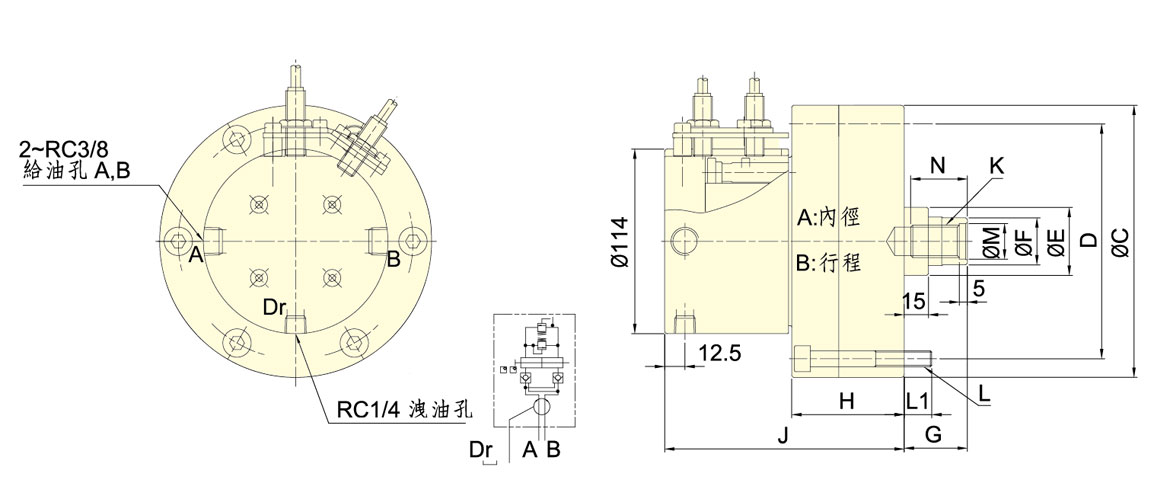 台湾佳贺autogrip附逆止阀行程控制回转油压缸RE