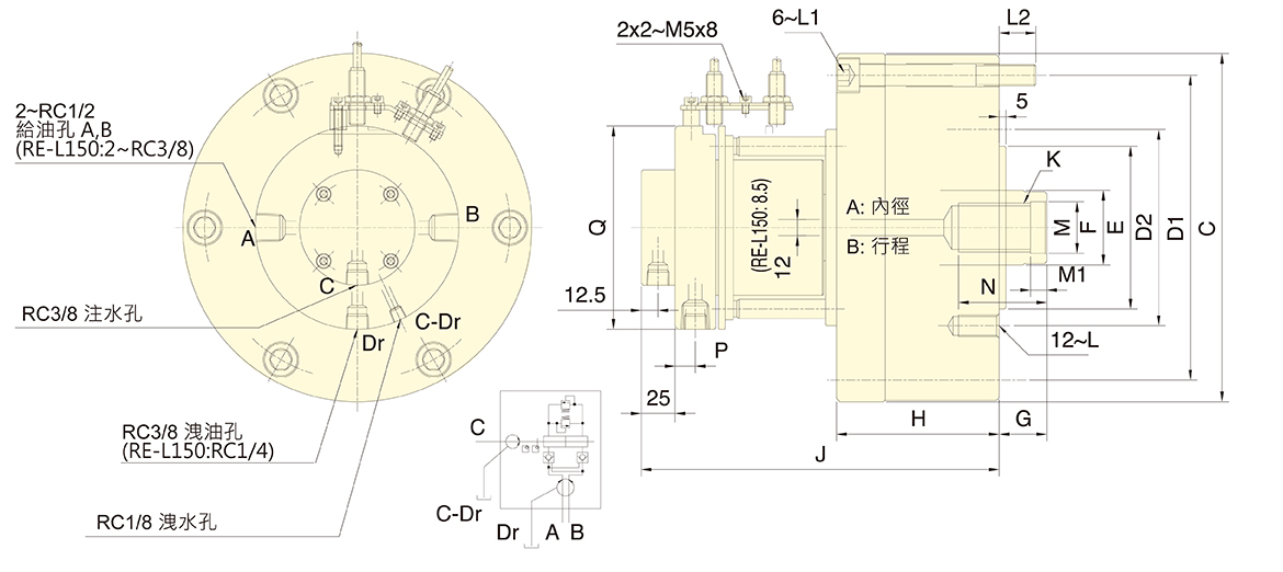 台湾佳贺autogrip附逆止阀注水回转油压缸ER-L