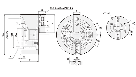 台湾亿川autostrong两爪中空油压卡盘NT-200
