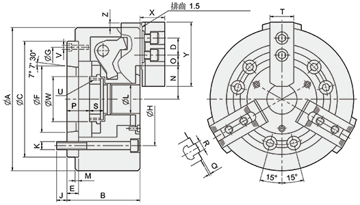 台湾亿川autostrong四爪中空油压卡盘NIT-200