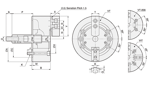 台湾亿川二爪及四爪中实油压卡盘VT&VIT 台湾亿川二爪及四爪中实油压卡盘VT&VIT