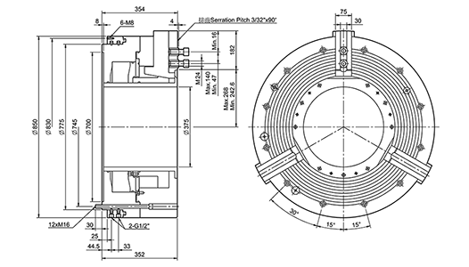 台湾亿川autostrong气压连接式卡盘PB-ES(375)
