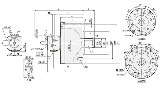 台湾亿川autostrong中实回转油压缸MS250C/MS300C 台湾亿川autostrong中实回转油压缸MS250C/MS300C