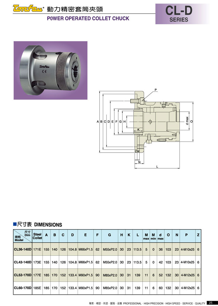 台湾通福tonfou动力精密套筒夹头CL-D