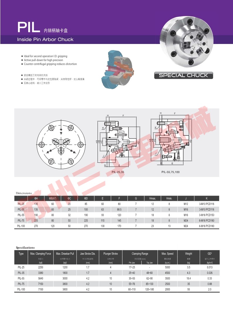 韩国三千里samchully内销柄轴卡盘PIL