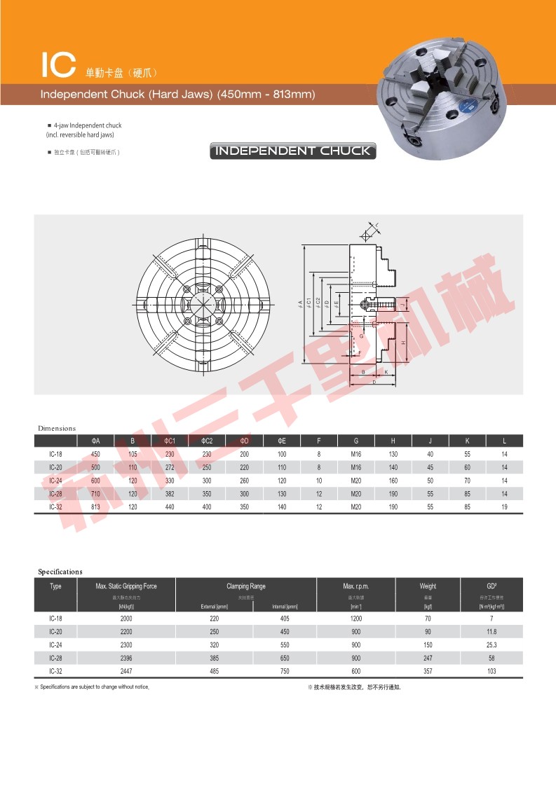 韩国三千里samchully独立卡盘（固定爪）IC