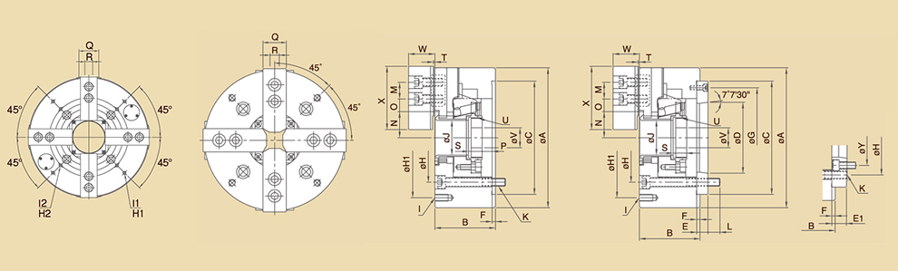 台湾千岛chandox四爪高速中空油压卡盘OPF 台湾千岛chandox四爪高速中空油压卡盘OPF