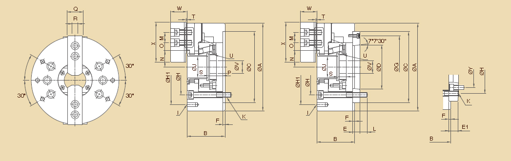 台湾千岛chandox二爪中空长行程油压卡盘OPT-L 台湾千岛chandox二爪中空长行程油压卡盘OPT-L