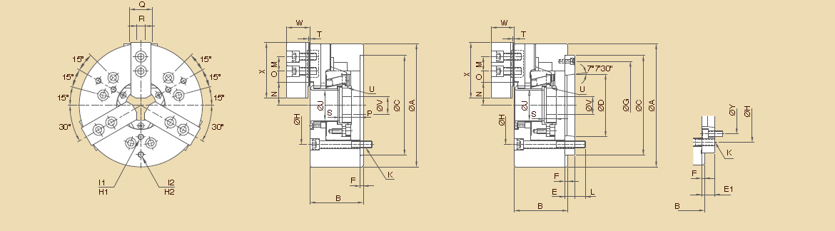 台湾千岛chandox三爪中空长行程油压卡盘OP-L 台湾千岛chandox三爪中空长行程油压卡盘OP-L