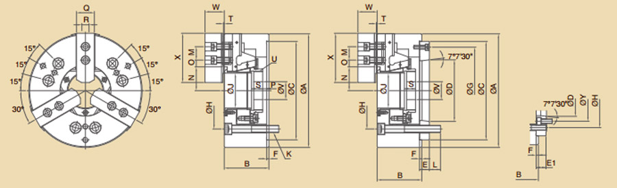 台湾千岛chandox大孔径三爪高速中空油压卡盘OPB 台湾千岛chandox大孔径三爪高速中空油压卡盘OPB