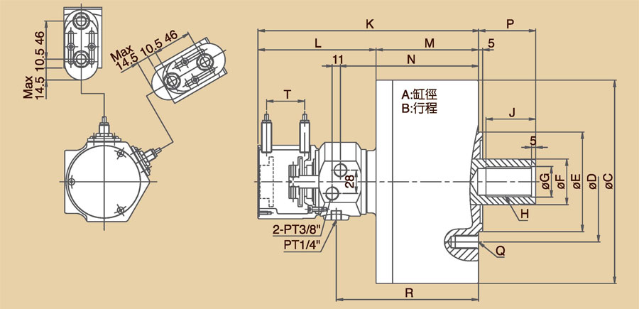 台湾千岛chandox中实回转油压缸L-RE 台湾千岛chandox中实回转油压缸L-RE