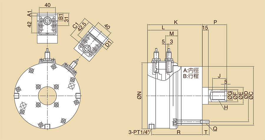 台湾千岛chandox超薄型中实油压回转缸LS-RE