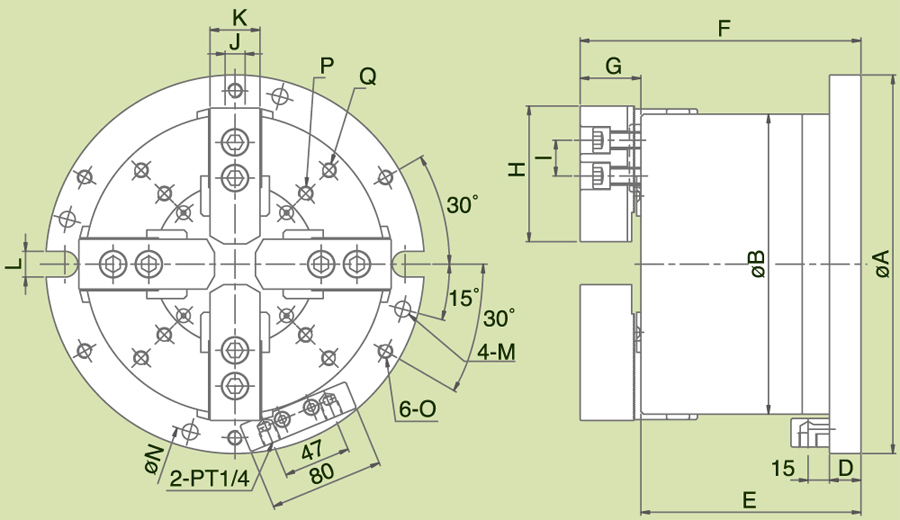 台湾千岛chandox两轴自动求心气压夹盘头MA 台湾千岛chandox两轴自动求心气压夹盘头MA