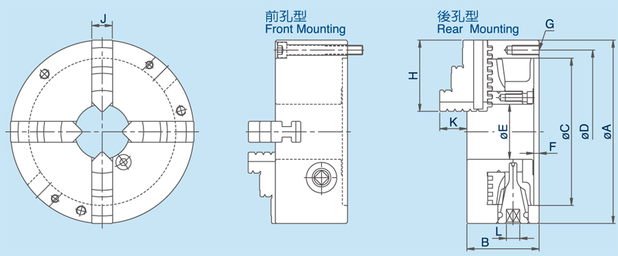 台湾千岛chandox连动型四爪夹头PS 台湾千岛chandox连动型四爪夹头PS