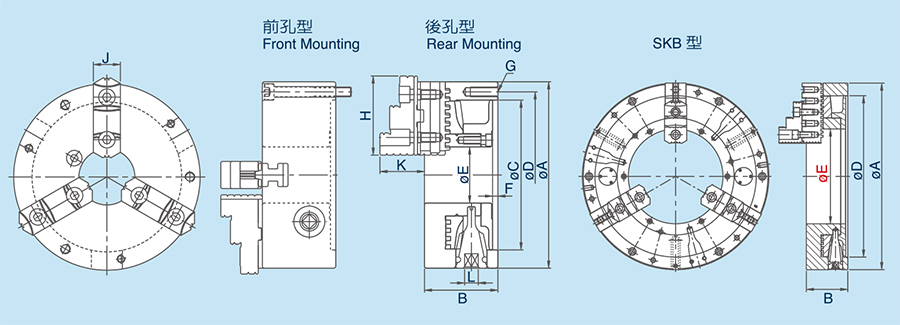 台湾千岛chandox强力型三爪夹头SK 台湾千岛chandox强力型三爪夹头SK