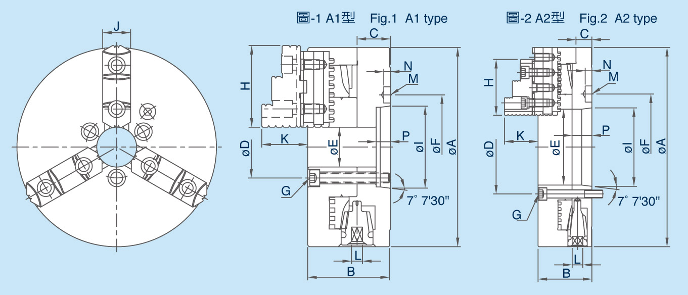 台湾千岛chandox直装型三爪夹头A1(A2) 台湾千岛chandox直装型三爪夹头A1(A2)