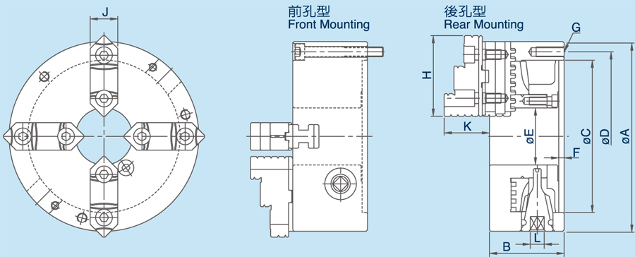 台湾千岛chandox强力连动型四爪型夹头PSK