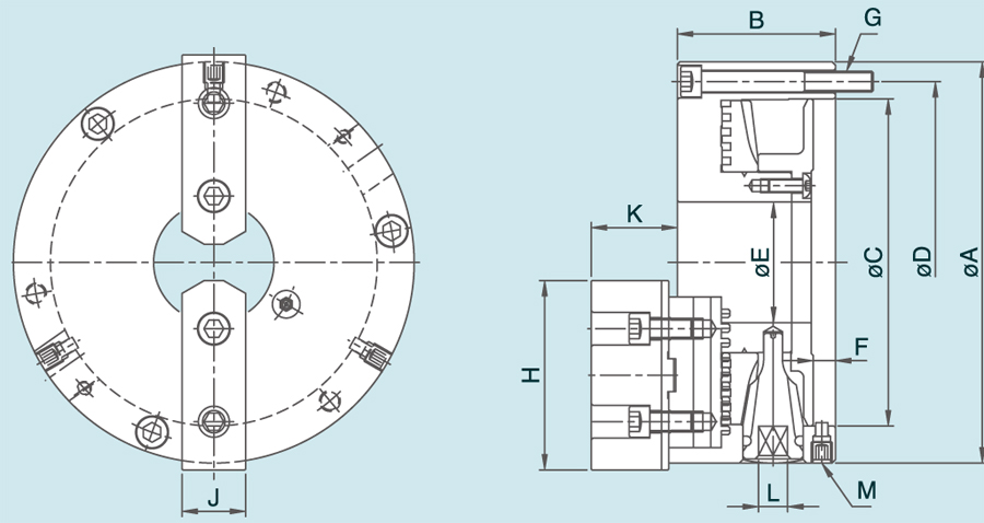可调式强力型两爪钢壳卡盘TKT 可调式强力型两爪钢壳卡盘TKT