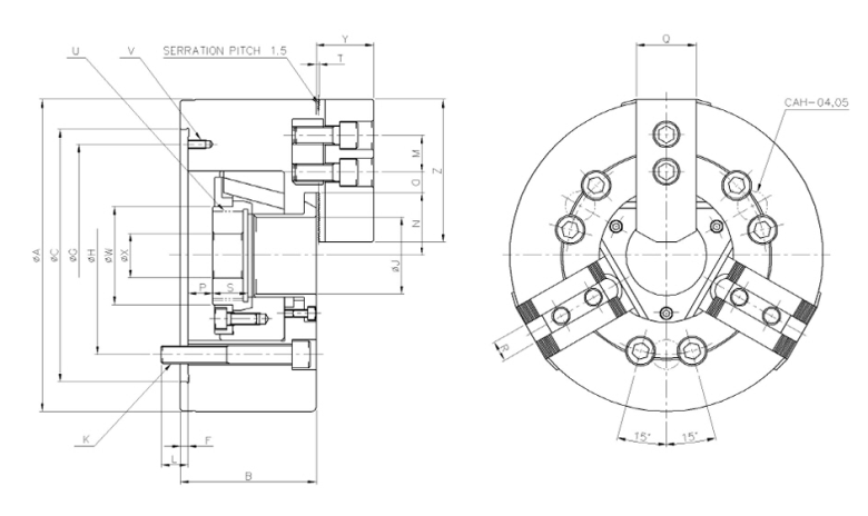 韩国瑞岩seoam三爪中空卡盘CAH