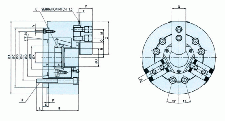 韩国瑞岩seoam三爪中空卡盘CAHA