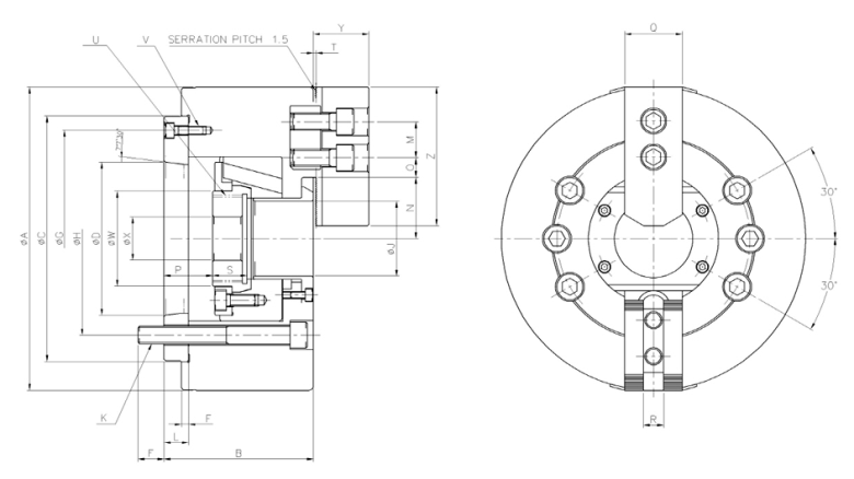 韩国瑞岩seoam两爪中空卡盘CAHTA