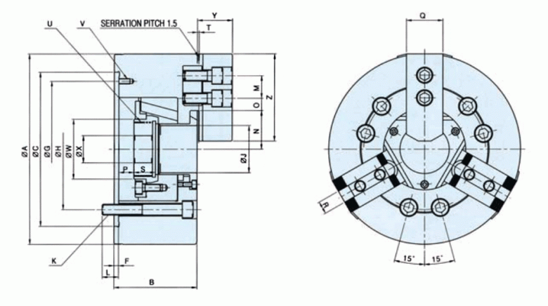 韩国瑞岩seoam三爪中空卡盘CGH