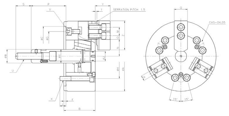 韩国瑞岩seoam三爪中实卡盘CAS