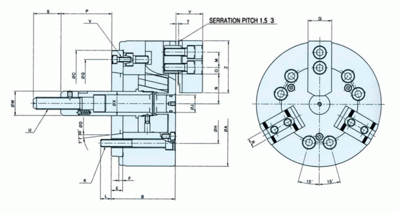 韩国瑞岩seoam三爪中实卡盘CASA 韩国瑞岩seoam三爪中实卡盘CASA