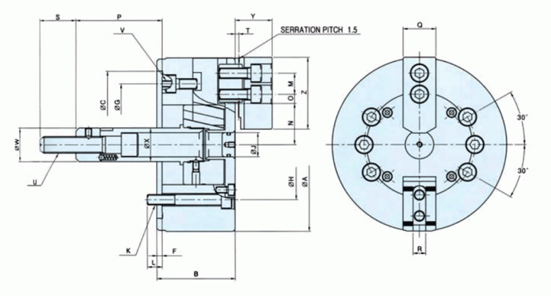 韩国瑞岩seoam两爪中实卡盘CAST