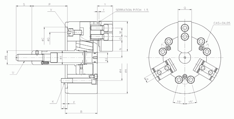 韩国瑞岩seoam三爪中实卡盘CASL 韩国瑞岩seoam三爪中实卡盘CASL
