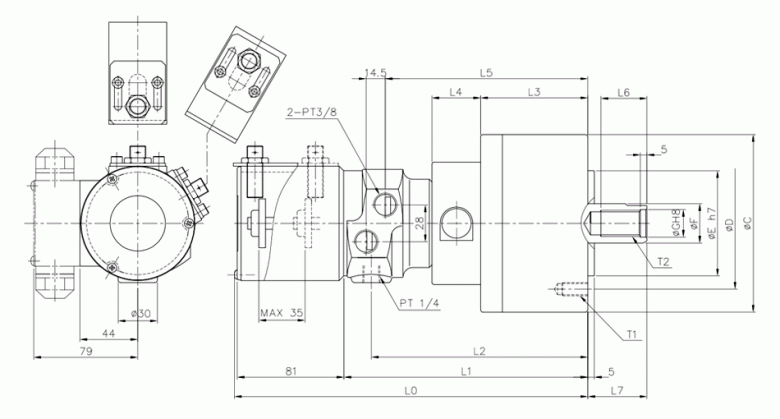 韩国瑞岩seoam中实回转油缸YASTL 韩国瑞岩seoam中实回转油缸YASTL