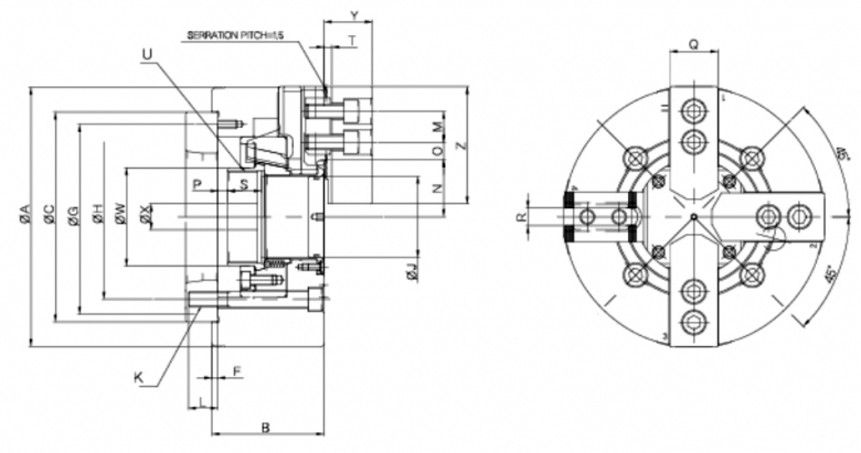 韩国瑞岩seoam四爪中空卡盘CAHF 韩国瑞岩seoam四爪中空卡盘CAHF