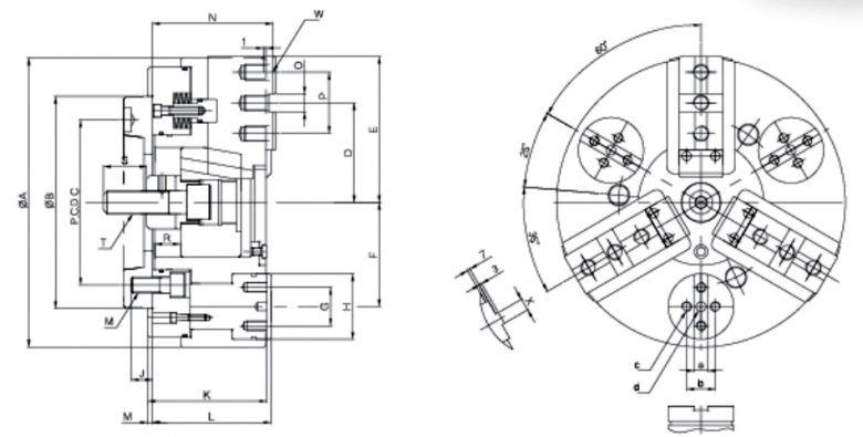 韩国瑞岩seoam外径用三爪后拉卡盘SM-PDO