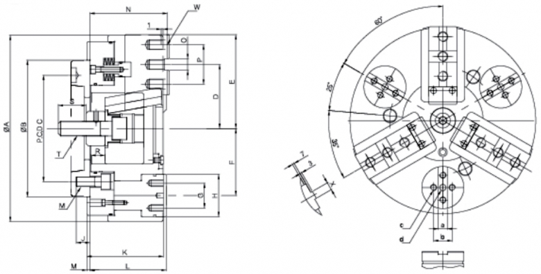 韩国瑞岩seoam内径用三爪后拉卡盘SM-PDI 韩国瑞岩seoam内径用三爪后拉卡盘SM-PDI