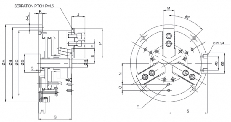 韩国瑞岩seoam加工中心用气动卡盘SM-FXB